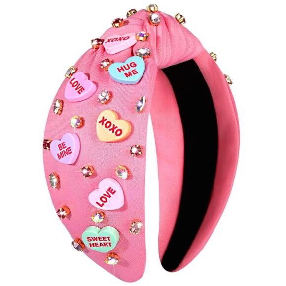 Women\'s Love Heart Headband Jeweled Crystal Rhinestone Knotted Hairband main image 5